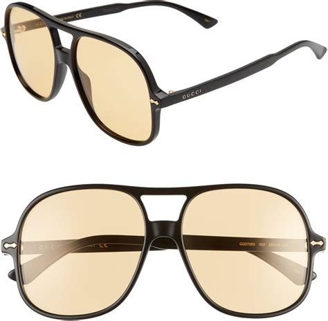 gucci 58mm pilot sunglasses|gucci 60mm aviator sunglasses.